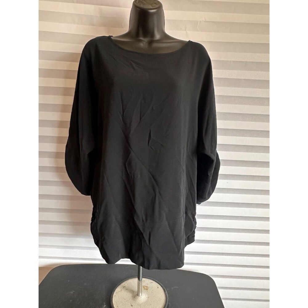 Chicos Black Blouse Top Size 1 Medium M Office Career Workwear Shirt